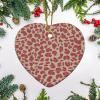 Heart Ceramic Christmas Ornament Leopard Animal Print Red Brown and Light Brown Ornaments Porcelain Bauble for Christmas Tree Unique Xmas Keepsake Holiday Wedding Memorial New Year Gifts view 4