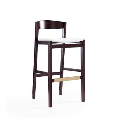 Klismos Ivory & Dark Walnut Beech Wood Barstool 40.75 x 20 x 20.5 in.