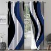 MIORON Nordic Light Luxury Window Curtains, Abstract Bule Black Gray Wavy Stripes Blackout Curtains, 2 Panels Polyester Noise Reducing Eyelet Drapes for Bedroom Living Room Apartment (55" W x 63" L) view 2