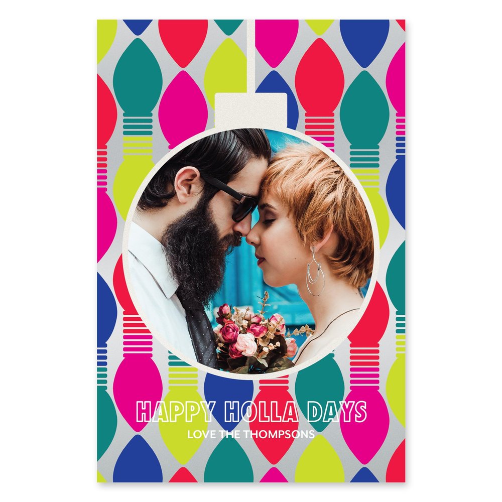 WEDDINGSTAR Custom Photo Printed Christmas Cards - Retro Light Bulb - Vertical (Pack of 60)