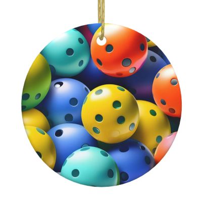 Christmas Ornaments,Ceramic Christmas Tree Hanging Ornaments,Ceramic Pendants for Home & Shop Decoration Pickleball Balls Colors Pattern