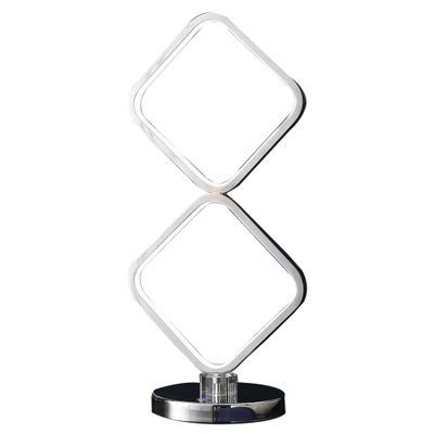 Benjara 22 Inch Table Lamp, Square LED Light, Modern Accent Metal Base, Chrome and Silver
