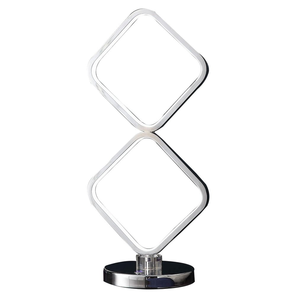 Benjara 22 Inch Table Lamp, Square LED Light, Modern Accent Metal Base, Chrome and Silver