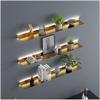 Floating Wall Shelves with LED Lights, Floating Wall Display Shelves, Lighted Display Stand for Entrance Bar Countertop Living Room Bathroom,60x20x6CM view 1