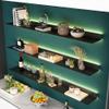 Floating Wall Shelves with LED Lights, Floating Wall Display Shelves, Lighted Display Stand for Entrance Bar Countertop Living Room Bathroom,60x20x6CM view 4