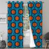 MIORON Abstract Geometric Orange Blue Hexagon Blackout Curtains, Modern Sense of Technology Eyelet Window Curtains, 2 Panels Noise Reducing Drapes for Bedroom Living Room Gaming Room (55" W x 63" L) view 2