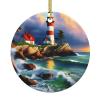 Christmas Ornaments,Ceramic Christmas Tree Hanging Ornaments,Ceramic Pendants for Home & Shop Decoration Lighthouse Diamond Painting view 1