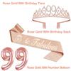 99th Birthday Decorations for Women with 99th Birthday Sash and Tiara, Cake Topper and Candles, Number Balloons, 99 Year Old Gifts for Women view 3