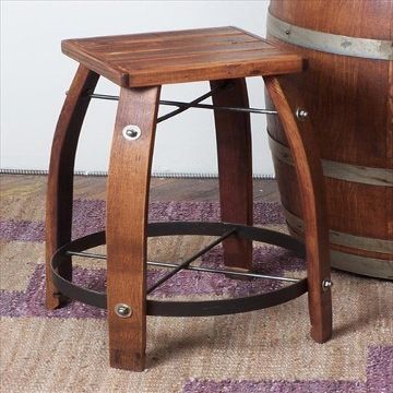 30 inch Wine Barrel Stave Stool with Wood top