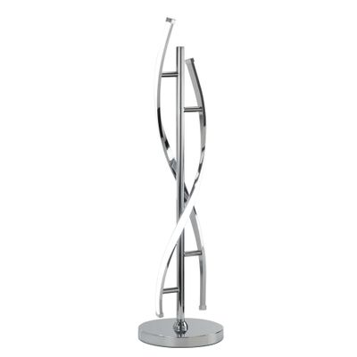 Benjara Jam 29 Inch Table Lamp, LED Light, Round, Accent Metal Base, Chrome and Silver