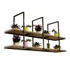 Hanging Floating Shelves Flower Pot Display Rack, Iron Solid Wood Ceiling Shelf Suspended Wine Holder Kitchen Storage Shelving for Bar Flower Shop Balcony (Size : 130x30x80cm) view 1