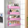 HuggieGems 4 Pack Magnetic Spice Storage Rack Organizer for Refrigerator and Oven, Pink Fridge Organizers and Storage view 1