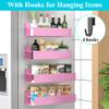 HuggieGems 4 Pack Magnetic Spice Storage Rack Organizer for Refrigerator and Oven, Pink Fridge Organizers and Storage view 2