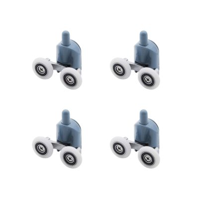 SBTRKT 4pcs/Set ABS Chrome-Plated Zinc Alloy Double Pop-up Casters, Shower Glass Door Rollers, Bearing Rollers Spare Parts, Cabinet Door Hardware (Color : BEIGE-25MM)
