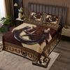 Western Cowboy Bedspread King Size,Texas Star Horseshoes Rustic Coverlet Set,Boys Girls Adults Room Decor,Farmhouse Cow Fur Wooden Plank Quilted Coverlet,Brown Retro Bedding Quilt,2 Pillowcases view 1