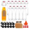 UrSpeedtekLive 12 Pack 12oz Swing Top Glass Bottles, 375ML Square Bottles with Airtight Stoppers for Kombucha, Kefir, Vanilla Extract, Beer(Bonus Gaskets, Labels and Funnel) view 1