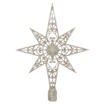 ABOOFAN Christmas Tree Star Silver Tree Topper Bethlehem Star Treetop 8 Pointed Glitter Star Treetop Christmas Tabletop Decoration for Holiday Party Winter Home Party