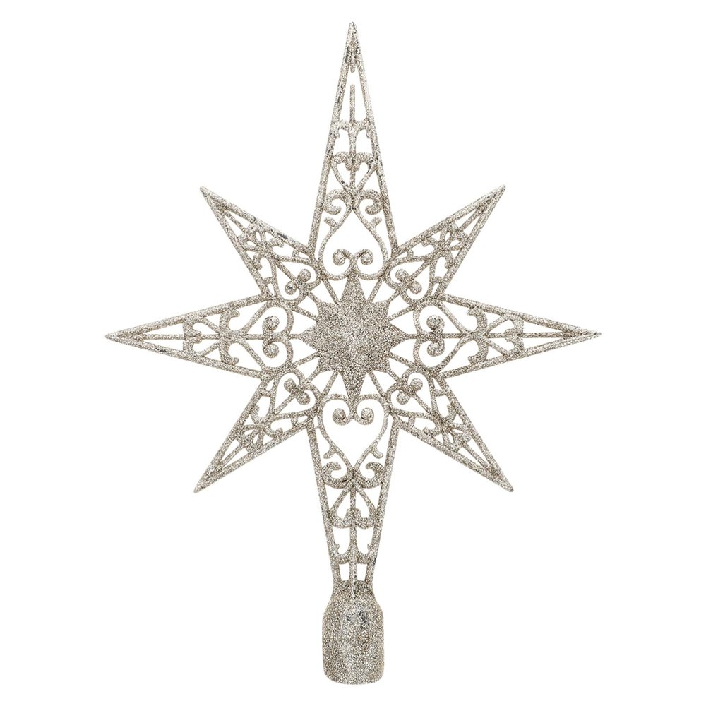 ABOOFAN Christmas Tree Star Silver Tree Topper Bethlehem Star Treetop 8 Pointed Glitter Star Treetop Christmas Tabletop Decoration for Holiday Party Winter Home Party