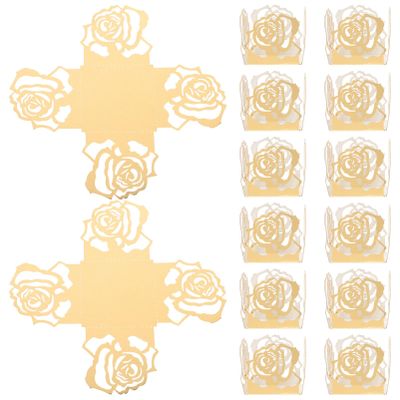 Kichvoe 50pcs Chocolate Tray Decor Hollow Flower Design Elegant Truffle Wrapping for Weddings Parties and Events Reflective Finish