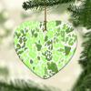 Green and Light Gray Leopard Ornament for Xmas Tree Decoration Heart Shape Ceramic Christmas Ornament Double Sided Holiday Collectible Xmas Souvenir Stocking Stuffer Gift for Friend Family view 2