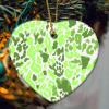 Green and Light Gray Leopard Ornament for Xmas Tree Decoration Heart Shape Ceramic Christmas Ornament Double Sided Holiday Collectible Xmas Souvenir Stocking Stuffer Gift for Friend Family view 3
