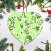 Green and Light Gray Leopard Ornament for Xmas Tree Decoration Heart Shape Ceramic Christmas Ornament Double Sided Holiday Collectible Xmas Souvenir Stocking Stuffer Gift for Friend Family view 4