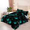 Geometric Black Green Neon Comforter Set,Light Honeycomb 3 Piece Bedding Set Twin for Teen Boys,Modern Bedding Quilt Set Geometry Decor,Microfiber Lightweight 1 Comforter 2 Pillowcases All Season view 3