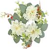 Mini Artificial Flower Wreaths Candle Ring Wreath Christmas Candle Wreaths Mini Flower Candleholder Wreaths for Xmas Living Room Wedding Table Decorations - White view 1