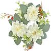 Mini Artificial Flower Wreaths Candle Ring Wreath Christmas Candle Wreaths Mini Flower Candleholder Wreaths for Xmas Living Room Wedding Table Decorations - White view 3