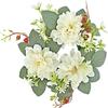 Mini Artificial Flower Wreaths Candle Ring Wreath Christmas Candle Wreaths Mini Flower Candleholder Wreaths for Xmas Living Room Wedding Table Decorations - White view 4