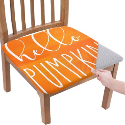 ZOE GARDEN Thanksgiving Chair Seat Covers for Dining Room Stretch Chair Seat Covers Set of 6, Chair Seat Protector Cushion Slipcovers for Kitchen Restaurant Office Burnt Orange Pumpkin Festival