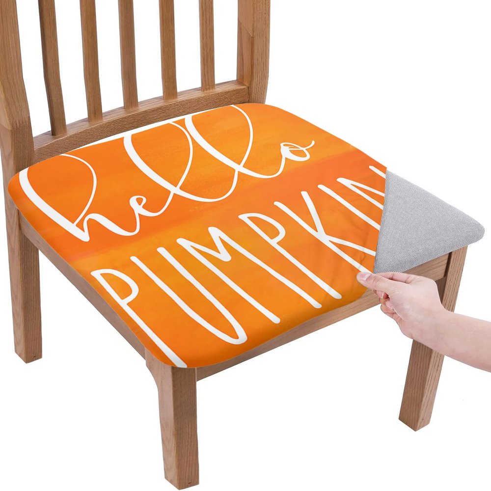 ZOE GARDEN Thanksgiving Chair Seat Covers for Dining Room Stretch Chair Seat Covers Set of 6, Chair Seat Protector Cushion Slipcovers for Kitchen Restaurant Office Burnt Orange Pumpkin Festival