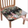 Black Christmas Gnomes Chair Seat Covers for Dining Room Stretch Chair Seat Covers Set of 4, Chair Seat Protector Cushion Slipcovers for Kitchen Restaurant Office Snowflake Snowy Tree Flower view 1