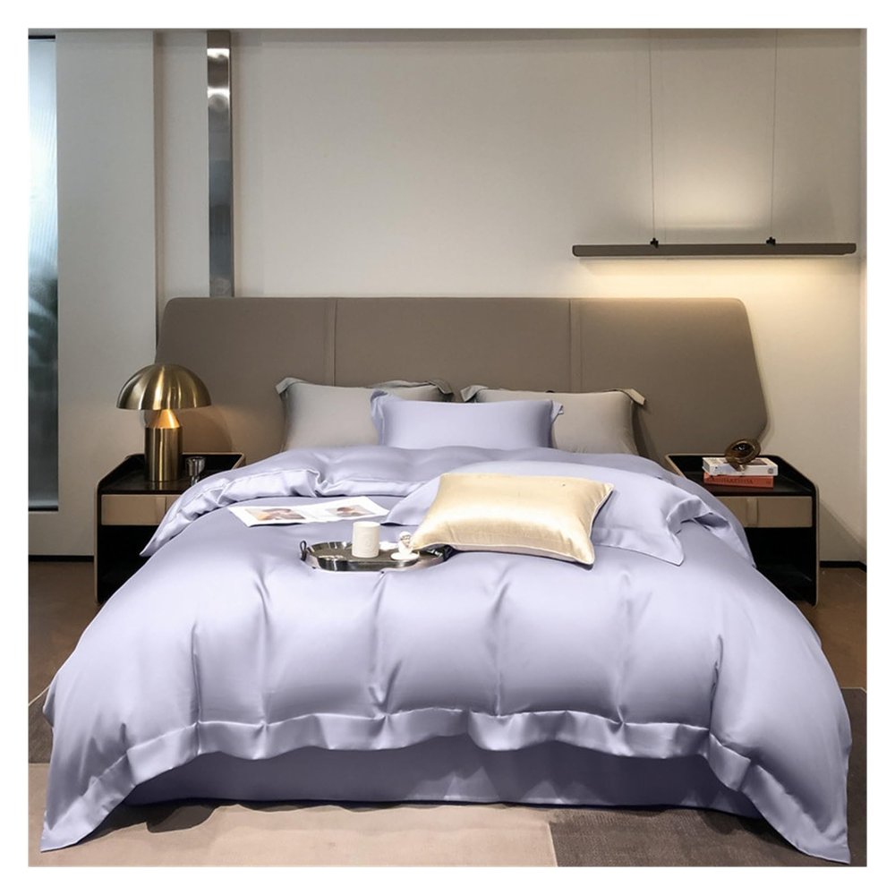 QuKan Bed, Luxury Bedding Set Simple Duvet Cover Set with Bed Sheet Pillowcase Flat Bed Sheet Set Bed Linens