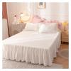 QuKan Bed, 4PCS White Princess Bed Skirt Style Ruffle Fleece Fabric Winter Thick Warm Velvet Duvet Cover Bed view 2