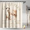 Final Friday Rustic Fabric Shower Curtain Sets Farmhouse Bathroom Decor Sets Abstract Animal Cattle Feed Cow with Hooks Waterproof Washable Ivory White 60Wx72H Teal view 2