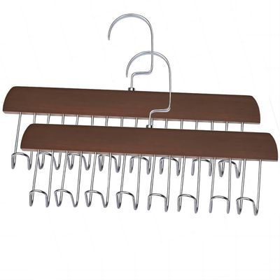 Belt Hanger for Closet,2 Pack Belt Hanger w/16 Hooks, Space Saving Hanger, Sturdy and Durable Scarf Organizer and Storage for Tops, Bras, Camisoles, Scarfs or Tie (Brown)