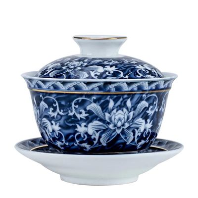 160ml Jingdezhen Blue and White Porcelain Tea Tureen Bowl Handmade Ceramic Teacup Gaiwan