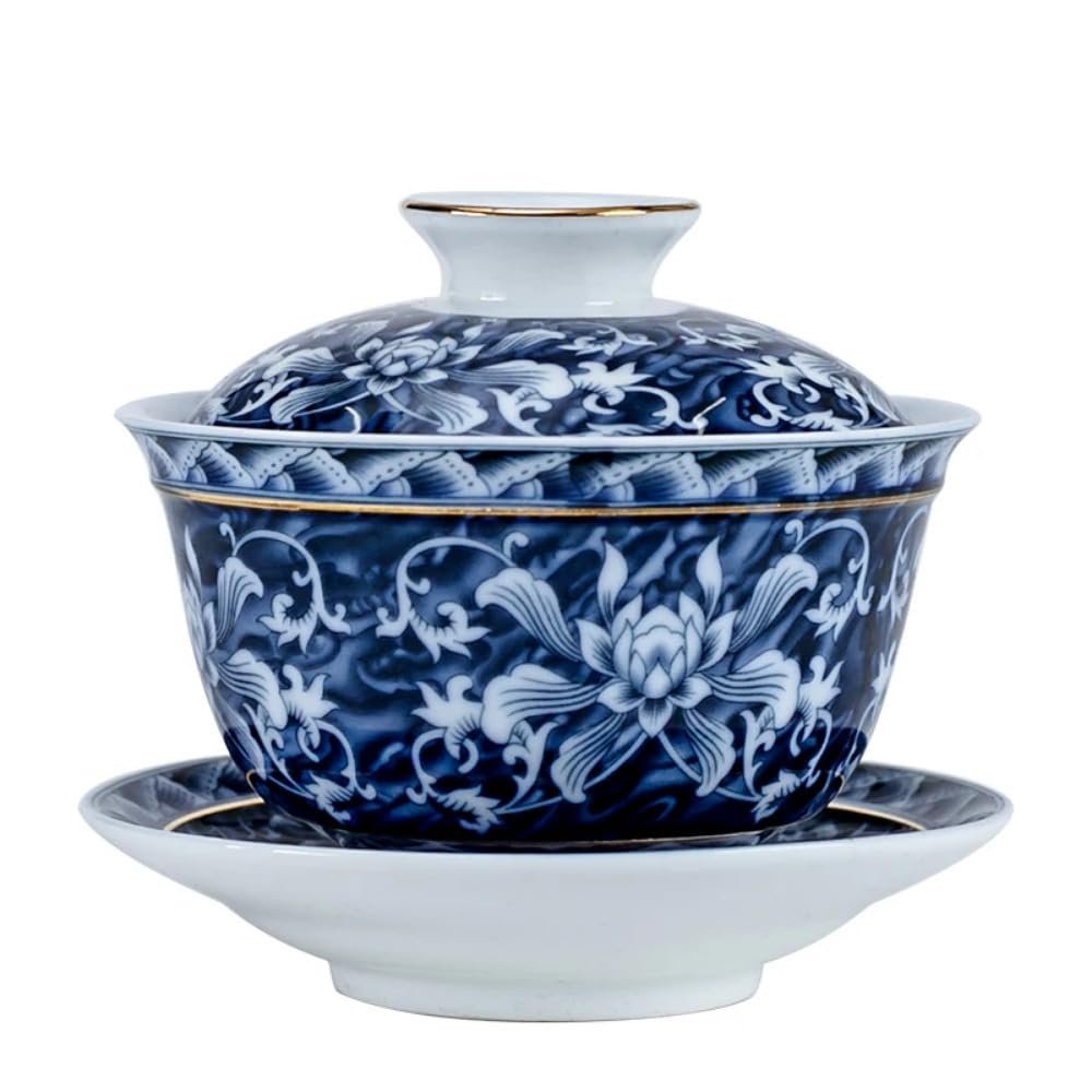 160ml Jingdezhen Blue and White Porcelain Tea Tureen Bowl Handmade Ceramic Teacup Gaiwan