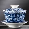 160ml Jingdezhen Blue and White Porcelain Tea Tureen Bowl Handmade Ceramic Teacup Gaiwan view 4