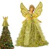 Shakven Angel Treetop Figurine | Treetop Flying Angel Winged Diva Fairy Figurine Ornaments,Angel Figurines Treetop Unlit with Glitter Gold Wings in Pink Dress view 1