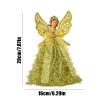 Shakven Angel Treetop Figurine | Treetop Flying Angel Winged Diva Fairy Figurine Ornaments,Angel Figurines Treetop Unlit with Glitter Gold Wings in Pink Dress view 4