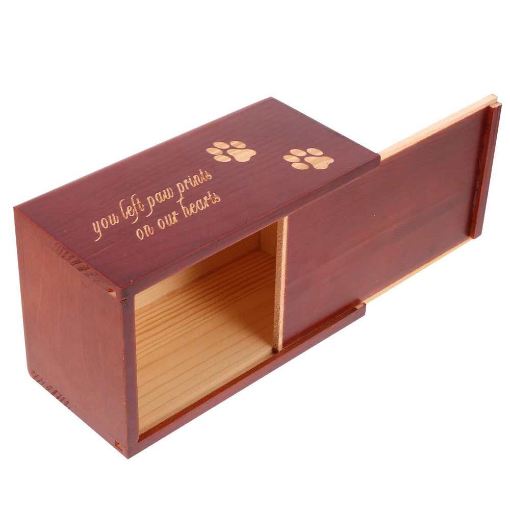 ABOOFAN Wood Pet Urn for Ashes Memorial Wooden Keepsake Box for Dogs and Cats Elegant Pet Ashes Urn for Home Decor for Honoring