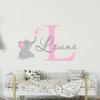 Custom Name with Elephant Wall Sticker Art Home Decal Personalized Name Vinyl Decor for Kids Boy Girl Baby Bedroom Nursery Decoration Design House Decoration YMX81 (Design 6) view 1