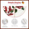 Holly Berry Branches Christmas Tree Skirt 36" Xmas Tree Skirts Mat Farmhouse Design Christmas Tree Cover Mat for Xmas Party Holiday Decorations Indoor Outdoor view 3