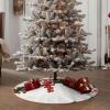 Holly Berry Branches Christmas Tree Skirt 36" Xmas Tree Skirts Mat Farmhouse Design Christmas Tree Cover Mat for Xmas Party Holiday Decorations Indoor Outdoor view 4