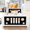 JIVOIT Classic Car-Shaped Platform Bed with Wheels, Twin Size Car Bed with Wood Slat Support, Wood Low Floor Bed Platform Bed Frame,No Box Spring Needed (White+Black, Twin 014) view 4