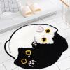 NIGOWAYS Cat Bath Rug - Cute Bath Mat,Soft and Fluffy Round Bath Rugs,Non-Slip Absorbent Bath Mats,Cat Bathroom Mats for Bathroom,Kid Room,Bedroom (Black and Whites Cats Mat, 20''x22'') view 1