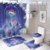 FBMLBRB Aesthetic Art Blue Sky Theme 4 Pcs Waterproof Shower Curtain Set,Modern Fantasy Indian Dreamcatcher Nebula Moon Feather with Waterproof Toilet Cover Shower Mat Rugs view 1
