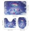 FBMLBRB Aesthetic Art Blue Sky Theme 4 Pcs Waterproof Shower Curtain Set,Modern Fantasy Indian Dreamcatcher Nebula Moon Feather with Waterproof Toilet Cover Shower Mat Rugs view 3
